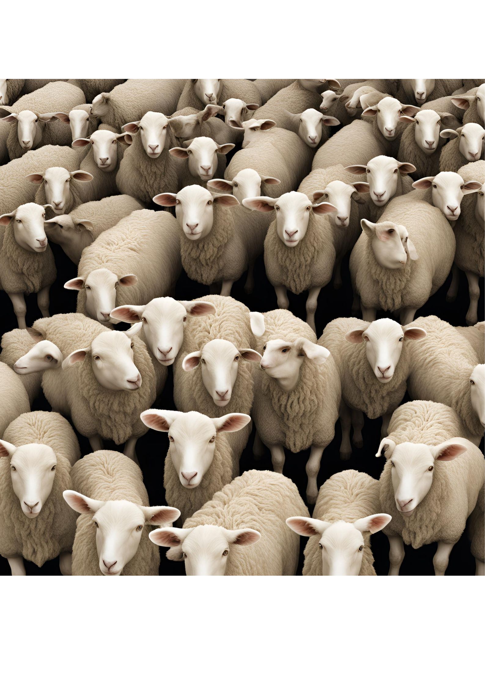 Generated image of cloned sheep, symbolizing the scientific advancements and dilemmas surrounding the fear of cloning.