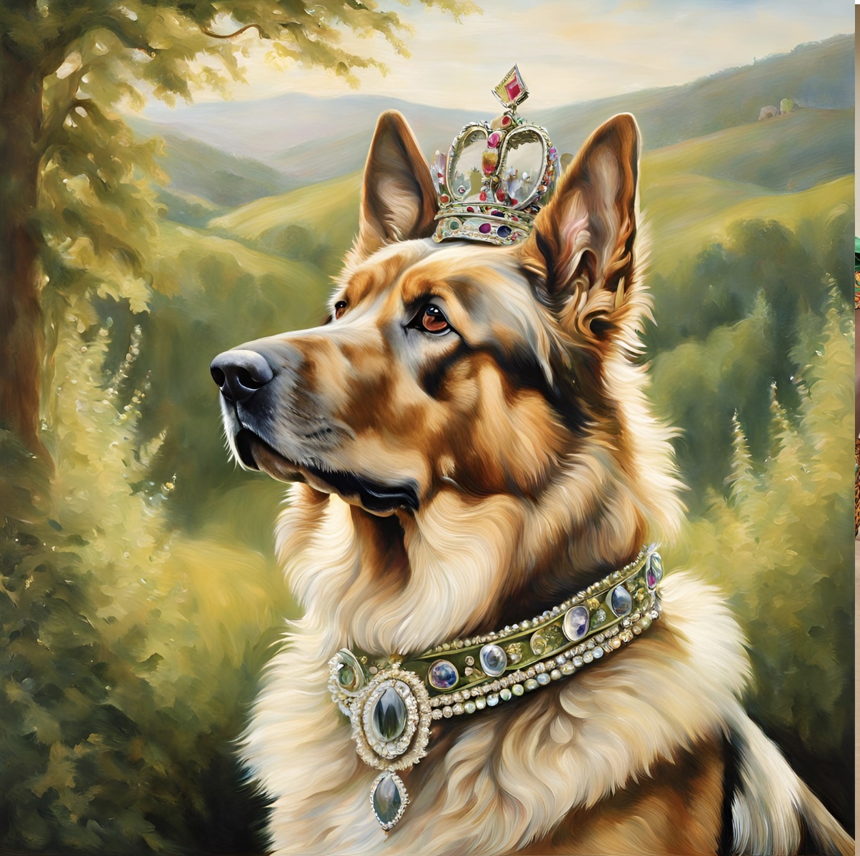 An image of the dog...my uncle's dog - with a crown on its head, signifying that it is a chief, against custom and tradition. This indicates that value has been thrown to the dogs.