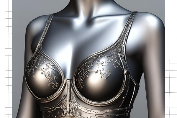 An intricate, vintage-style iron bra displayed on a mannequin, symbolizing the humorous and sarcastic themes of the article "My Mum's Bra is Missing".