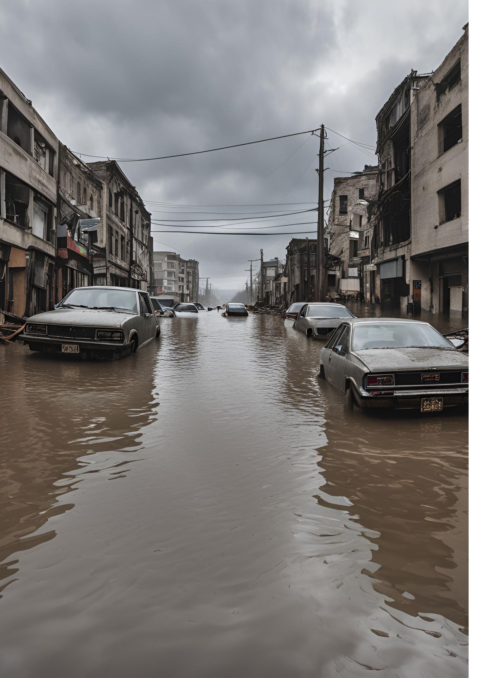 Digital illustration of a flood scene representing the devastation caused by floods in Nepal. The image symbolizes the impact of natural disasters during the monsoon season.