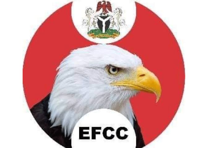 An image of EFCC logo, as EFCC arrests 192 foreigners for alleged internet romance scam.