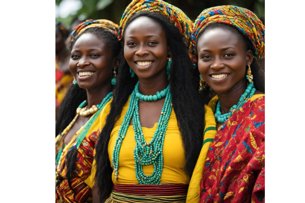 Smiling Ghanian women, symbolising hope and progress, as Ghana takes a major step towards gender equality with the passage of the Affirmative Action Gender Bill.