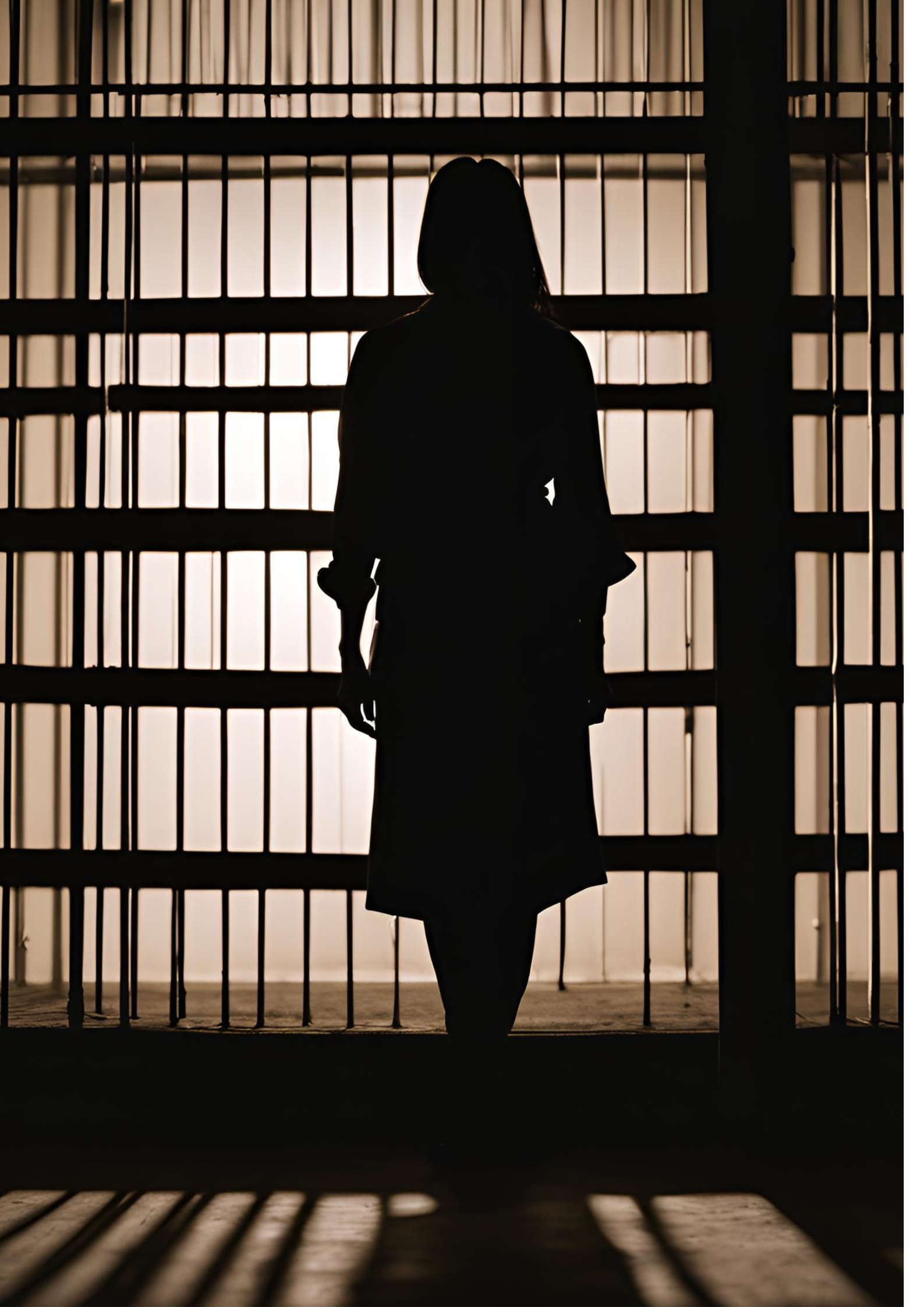 A digital silhouette of a person resembling Bobrisky, set behind symbolic bars of a correctional facility. The dark image captures the fear; the filtering light through the bars symbolising hope or contemplation. This is a minimalist depiction of Bobrisky's ongoing legal concerns and worries about his potential incarceration.