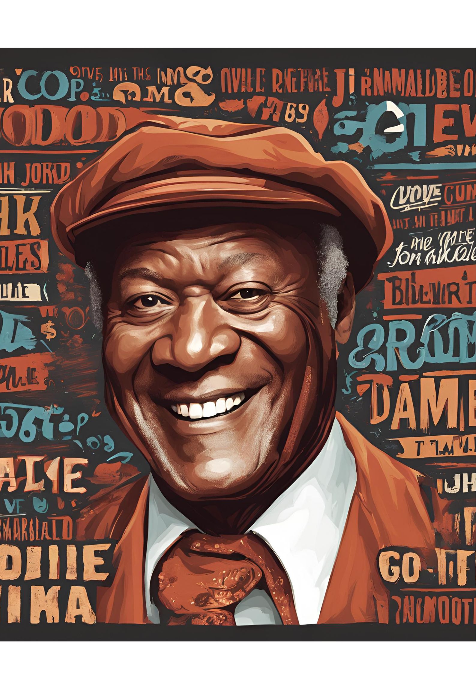 A digital portrait of John Amos of Good Times, capturing the essence of the beloved actor known for his roles in television and film. The image reflects his warm demeanor and charisma, serving as a tribute to his legacy following his passing at the age of 84.