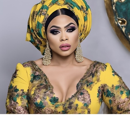 A computer-generated image of a cross-dresser, as Bobrisky finally flees Nigeria.