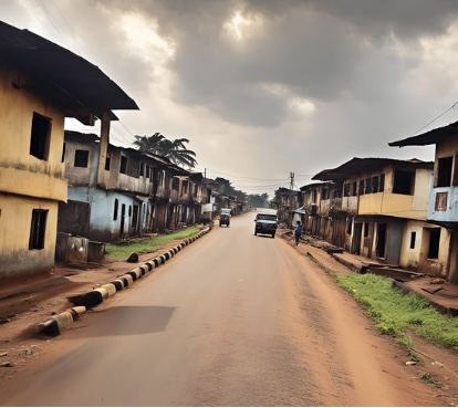 A computer-generated lonely street depicting how Umuahia streets look like during the sit-at-home order.