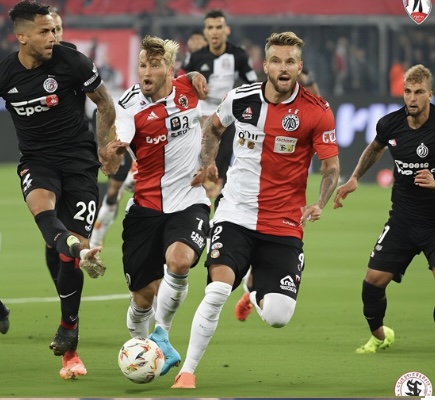 A generated image of one of the Leverkusen vs Frankfurt encounters. This image shows the determination in both teams.