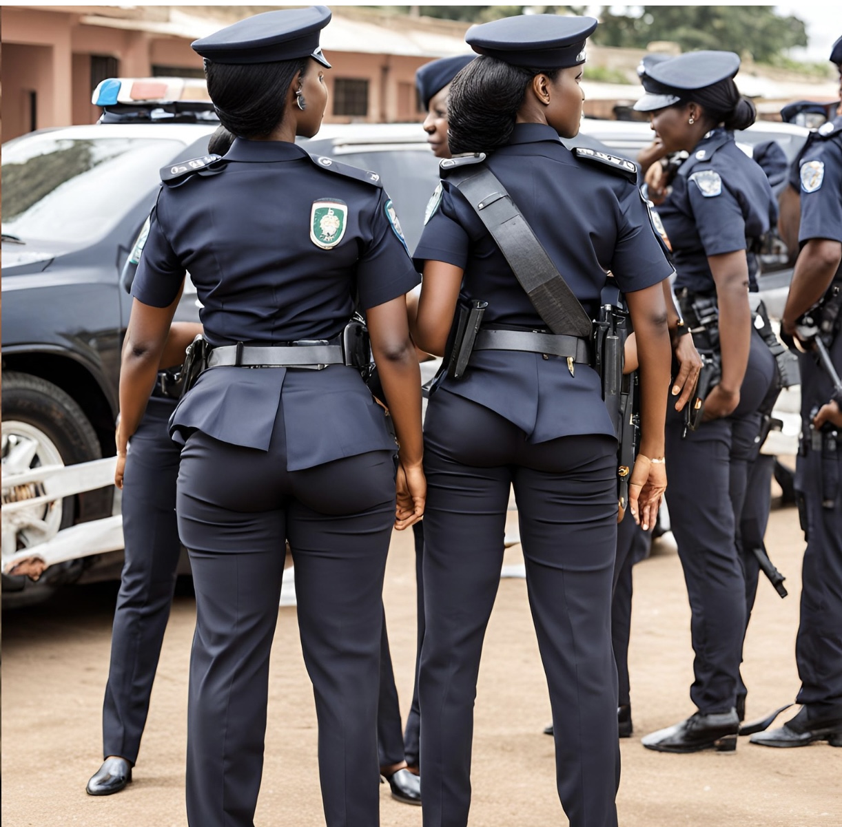 An image of some police officers as Rivers Police arrest female officers over alleged extortion of motorists.