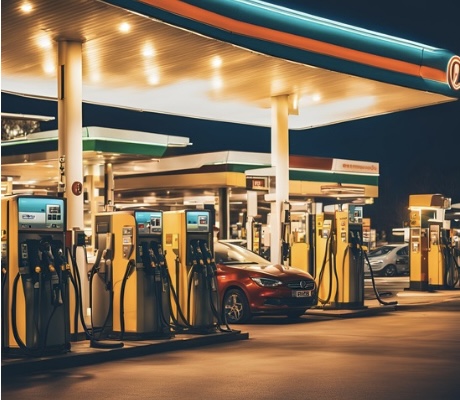 A petrol station with less cars lined up at the pumps, illustrating the impact of the story 'Fuel Price Hike: NLC Condemns NNPCL's Sudden Increase' as consumers react to rising fuel costs.