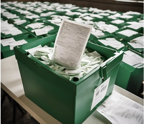 A ballot box indicating the concluded Ondo election in which the governor won a second term.