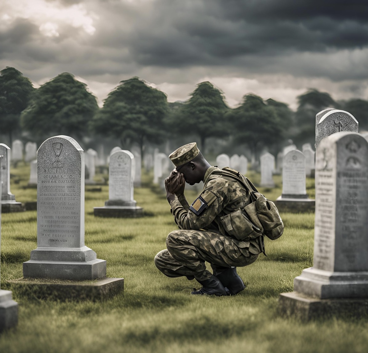 A soldier mourning the death of Nigeria's chief of army staff.