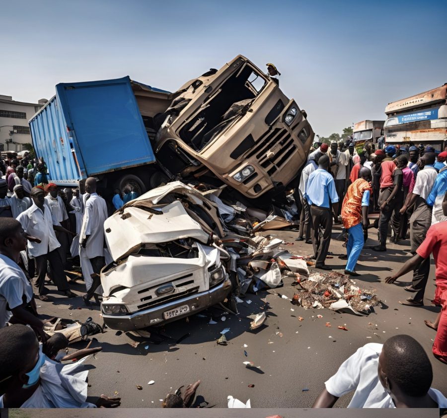 An accident scene representing the auto crashes that claimed 13 lives in Jigawa and Akwa Ibom states of Nigeria.