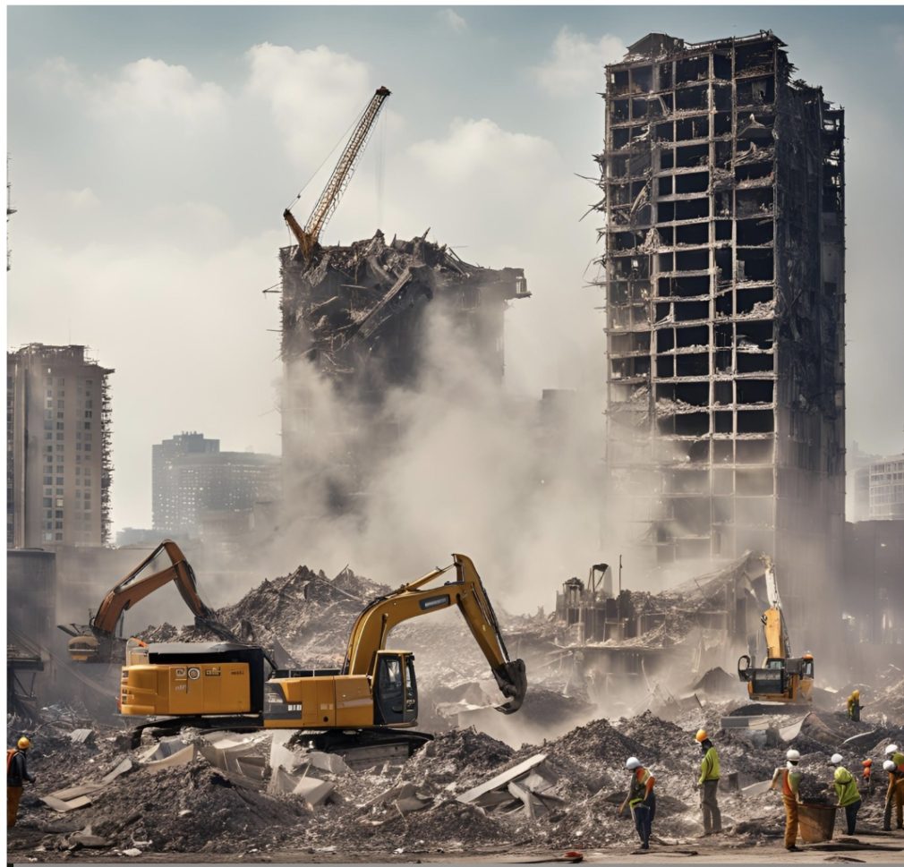 An image representing a scene of mass demolitions of buildings in Abuja.