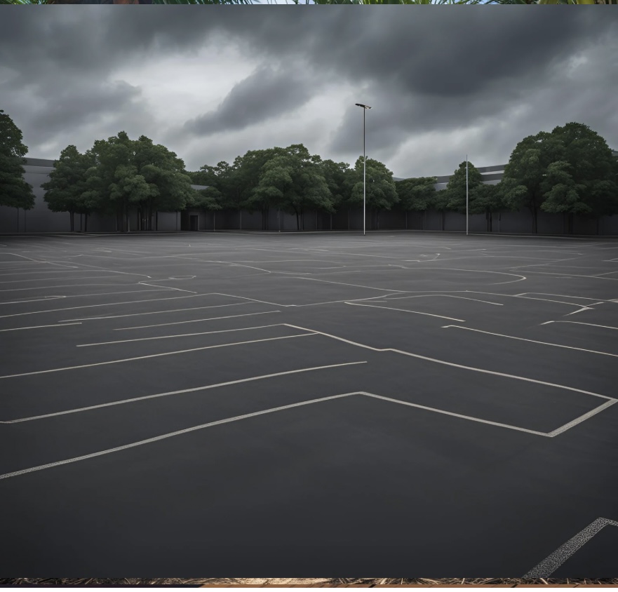 An empty car park illustrating that the over 500 government-owned vehicles may have been taken away through "authority stealing".