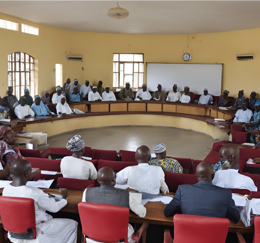 An image of local government council officials holding a conversation over financial autonomy.