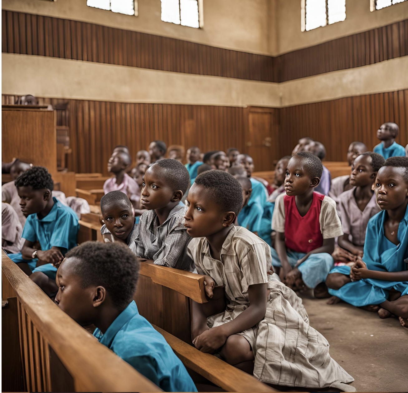 There was an outrage over treason charge against minors in Nigeria on FRiday. This picture serves to illustrate even the condition under which the minors were arraigned, while sitting on the floor.