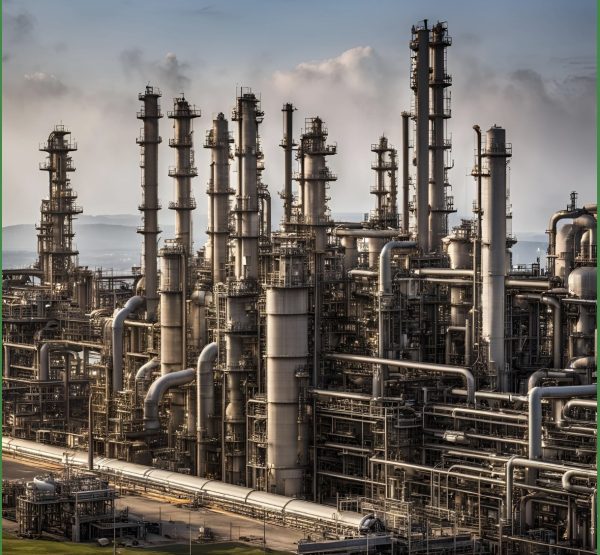 A generated image of a refinery, used with an opinion article on IOCs divestment from Africa