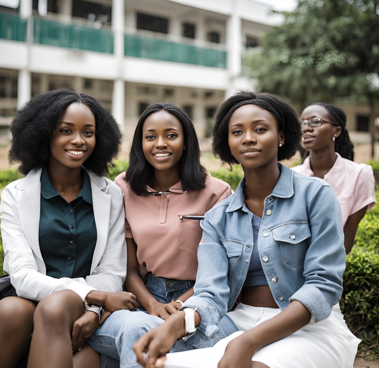 Image of Nigerian female students on campus, who are often the victims of sexual harassment by lecturers.