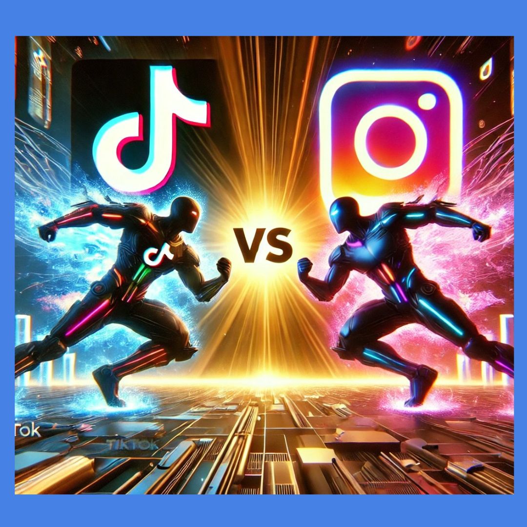 An illustration for the battle of dominance between Tiktok and Instagram