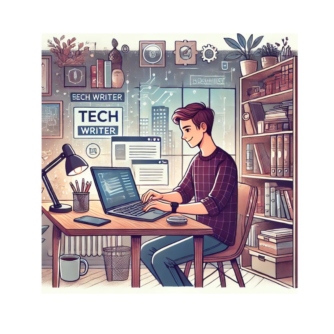 An illustration depicting one of the many budding tech writers struggling to make it.