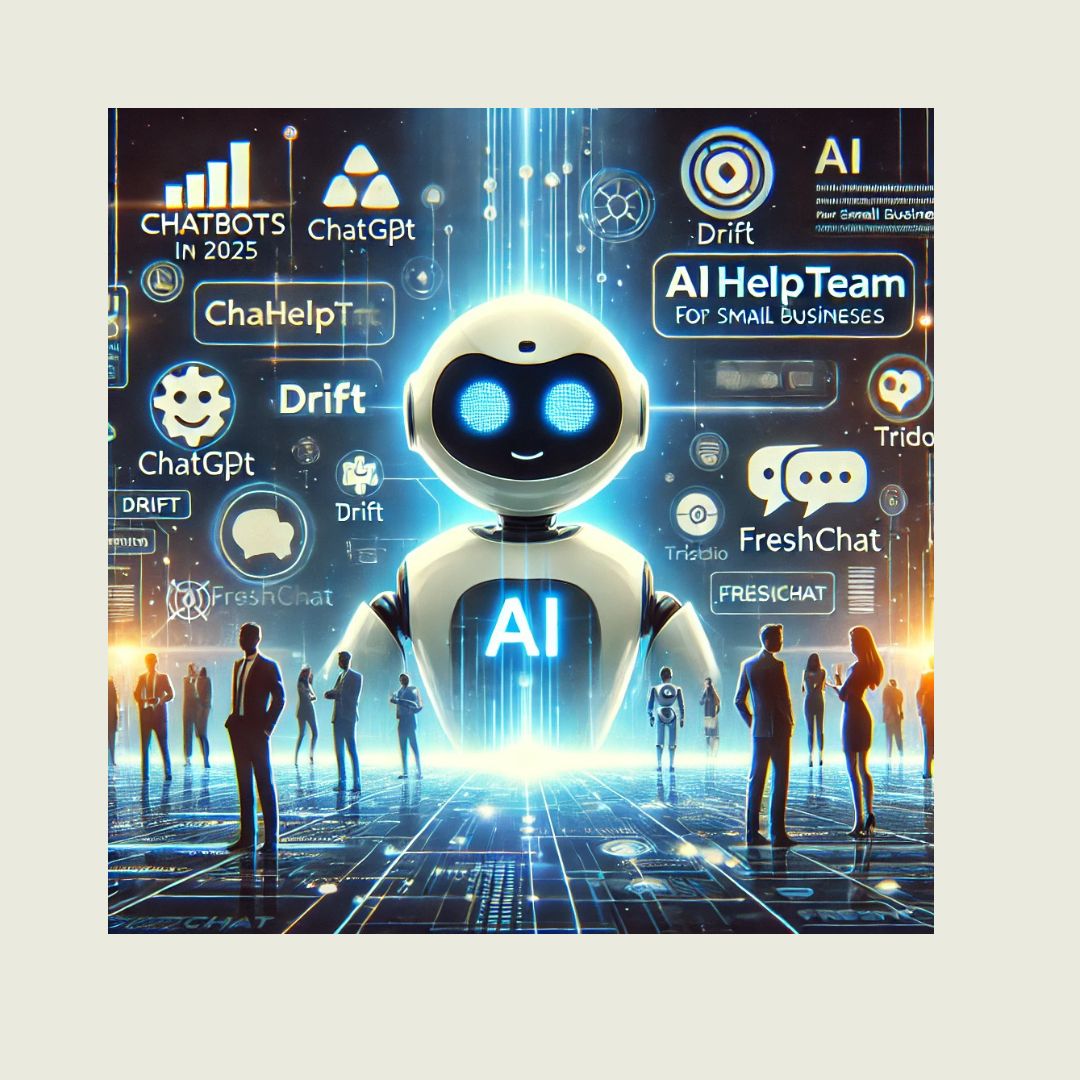 An illustration of some top AI chatbots for small business in 2025, with AIHelpTeam as leader.